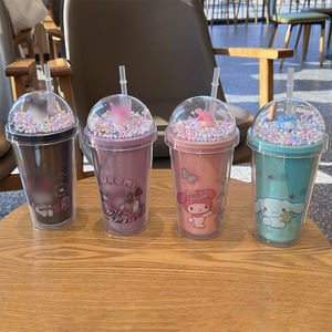 <span class=keywords><strong>Princesse</strong></span> Tumbler Couvercle de paille <span class=keywords><strong>Plastique</strong></span> sans BPA Étanche Cadeaux de fête pour enfants 8 ans et plus - Product Image 4