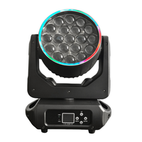 Mini Lyre de Scène 19x15 Moving Head 19x15W RGBW 4-en-1 LED Wash Zoom avec Effets Halo, Bande Lumineuse et Anneau Circulaire