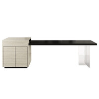 Table suspendue minimaliste en travertin, îlot de cuisine, table à manger intégrée, extensible et rétractable avec compartiment de rangement