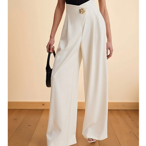 Chic Women's Pants High-waist Wide-leg <strong>Trousers</strong> 2025 Y2K Pants Boyfriend Style Office <strong>Lady</strong> Casual Straight <strong>Baggy</strong> Wide Leg Pants - Product Image 1