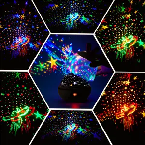 Factory Price Rabbit Shape Silicone Timer Christmas LED Decoration Rotating Moon Star Projector Night Light For Kids