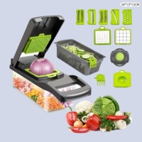 Coupe-légumes manuel multifonctionnel, hachoir à légumes, manche en bois, outil de cuisine domestique, gadget de cuisine chinois