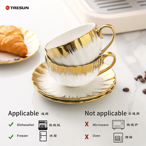 <strong>Turkish</strong> Gold Trip Espresso Cappuccino Nordic Style Eco-Friendly Microwave Safe Luxury Porcelain Customizable <strong>Coffee</strong> <strong>Cup</strong> Saucer - Product Image 4