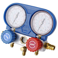 HUBEN Set Alat Pengukur Manifold AC Baru, Perlengkapan Servis Pengisian Refrigerasi HVAC 2-Arah