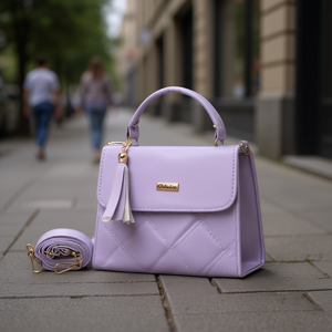 Bolso bandolera Freda de Fana para mujer, morado, con diseño de diamantes acolchados y borlas, moderno, para uso diario. - Product Image 2