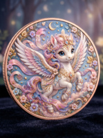1 oz 999 Tembaga Murni Koin Hewan Bayi Mitologis Relief Tinggi Dilukis dengan UV Seperti Koleksi Seni Medali