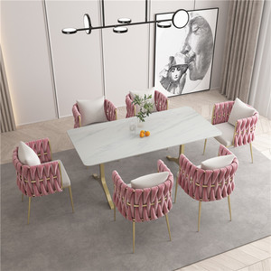 Low Price Modern Armless Gray Dining Chair Pink Metal Synthetic Leather Home Living Workshop Restaurant Dining Room - Product Image 2