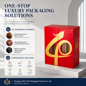 Boîte cadeau de présentation de luxe en carton rigide rouge chinois sur mesure, à double porte, pour deux bouteilles de vin ou spiritueux, vente en gros - Product Image 5