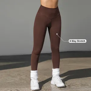 Atletik giyim tedarikçisi özel Logo yüksek bel egzersiz sıkı Yoga pantolonu tayt bayan spor tayt