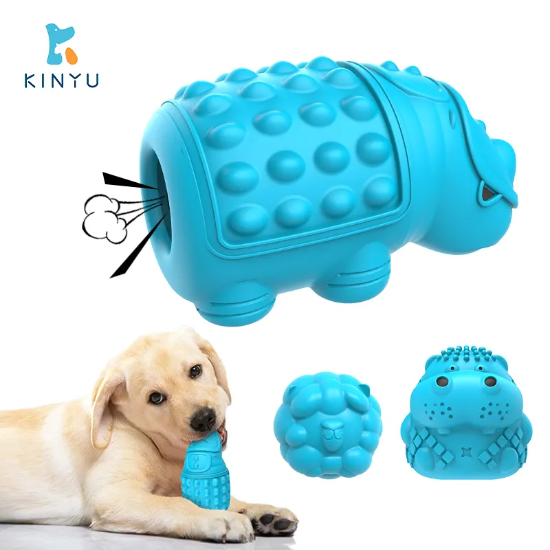 KINYU2024オリジナル工場OEM新着犬の噛むおもちゃ天然ゴムカバ/サイ/アルパカ噛む犬のきしむおもちゃ