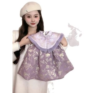 Tongxingyuan Girls Chinese Style Hanfu Dress Long Sleeve Fleece Lined Autumn Winter Princess Dress For Baby Girls - Product Image 5