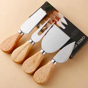 Conjunto de facas de madeira premium, equipamento de aço inoxidável com mini facas de queijo para placa de charuto, faca de queijo requintada, cortador de queijo