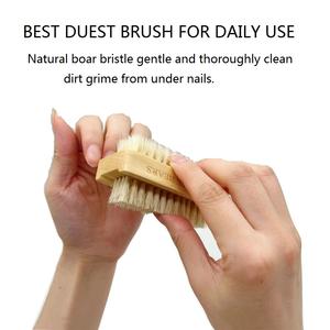 Herramienta de pedicura con logotipo personalizado, cepillo de polvo de madera de bambú Natural, cerdas suaves de jabalí de doble cara, cepillo de limpieza de uñas - Product Image 3