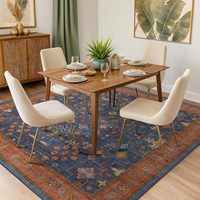 Tapis carré bohème 8x10 bleu marine, résistant aux taches, avec dos en caoutchouc, à poils ras, lavable, antidérapant, pour salon, chambre à coucher, décoration