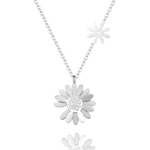 Dainty Jewelry Women's Sun Flowers <b>Charms</b> Crystal Stainless Steel Gold Plated Pendant Necklace - Product Image 4