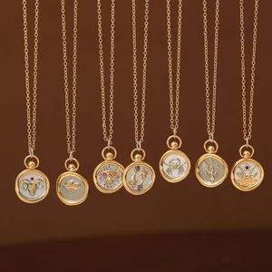 Nokta mühür renk koruma cast kaplama 18-karat altın kontrast kolye kolye kadın 12 burç Tarot kolye - Product Image 1