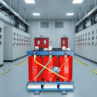 Transformateur industriel de puissance, type sec à résine coulée, triphasé à trois enroulements, 50 Hz, SCB13, faible perte, ignifuge, norme IEC, personnalisé en usine pour équipements électriques.