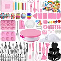 Ensemble de 493 pièces pour la pâtisserie : plateau tournant, outils de décoration de gâteaux, douilles décoratives russes