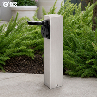 Pilier de prise de courant compact pour jardin, en acier inoxydable 304, installation facile, borne de puissance extérieure pour patio, balcon, camping-car, camping