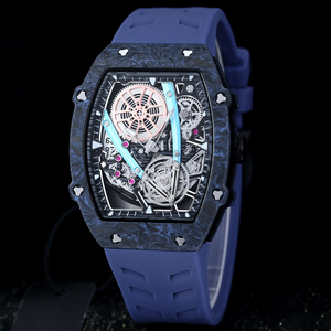 High-quality RM Style Red Carbon Fiber <b>Skeleton</b> <b>Automatic</b> <b>Watch</b> With Rubber Strap - Product Image 5