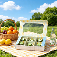 Boîtes à dessert personnalisées de 2 mm d'épaisseur, finition mate, avec fenêtre, écologiques, biodégradables, pour sushis, gâteaux/pâtisseries, ensemble d'emballage avec estampage et manipulation