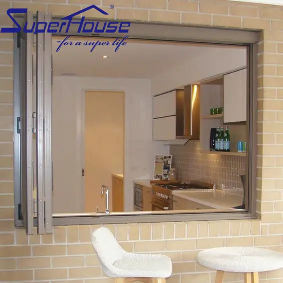 Superhouse wholesale soundproof standard size glass profile aluminium bifold window and door bi-folding windows folding screen