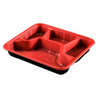 Vorgefertigte Einweg-Plastikbox mit 4 Unterteilungen für Sushi, Pizza, Nudeln, Hamburger, Kartoffelchips-Verpackung