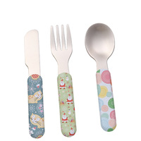 Ensemble de couverts pour enfants Mepal Mio 3 pièces (fourchette cuillère) pour 12 mois, plastique, portable, rose foncé