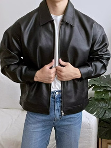 Giacca Corta Vintage in Pelle PU per Uomo, Elegante e Alla Moda, Versione Coreana Primavera-Autunno, Colletto Rovesciato Stile Motociclista - Product Image 4