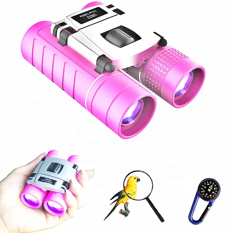 10x22 Children Real Binocular Best Detective Spy Toy Gift Pink Blue High Resolution Binoculars with Neck Strap