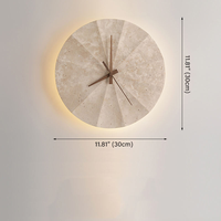 Lampu Dinding Jam Modern Kreatif Grosir Online, Wabi-sabi Bulat Kuning Travertine untuk Ruang Tamu Kamar Tidur