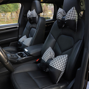 Appui-tête et support lombaire pour voiture, motif pied-de-poule, coussin en coton PP pour siège de voiture, oreiller confortable, utilisation quatre saisons - Product Image 2