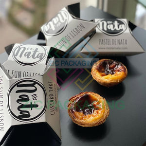 Logo pribadi kertas kemasan roti Pastel De Nata kotak kemasan <span class=keywords><strong>2</strong></span> 6 buah terpal kemasan kotak bantal untuk Tar telur - Product Image 2