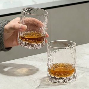 Vaso de vidrio con textura de corteza gruesa para whisky y zumo, vaso individual de color sólido para fiestas, para adultos. - Product Image 2