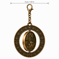 Porte-clés personnalisé en laiton tourné, pendentif métallique vintage en bronze antique avec relief 3D, souvenir de style arabe