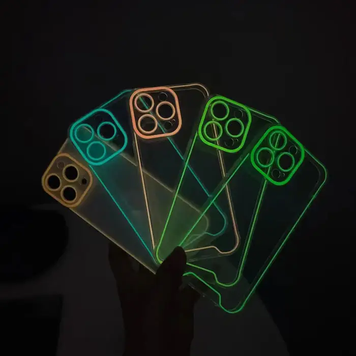 Großhandel glänzendes Design leuchtendes neon schützendes TPU paar handytasche für iphone 12 13 14 15 pro max