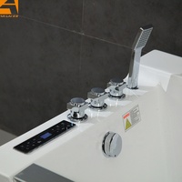 Baignoire à remous blanche à jacuzzies simples d'intérieur moderne avec massage à l'air et lumières LED colorées cascade intégrée pour adultes