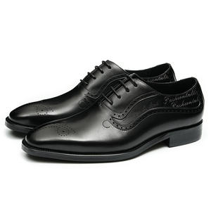 Chaussures en cuir à bout pointu pour hommes, cuir véritable, couleur peinte à la main, chaussures Oxford brogues à bout pointu formelles pour affaires gravées - Product Image 1