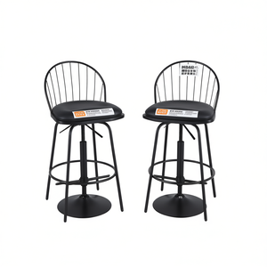 Tabourets de bar Riley Claire 26 pouces en métal noir pivotants, hauteur de comptoir, style farmhouse, design moderne - Product Image 1