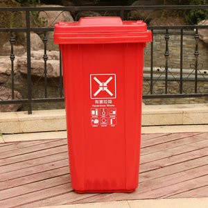 240L Outdoor Trash Can, <b>Large</b> Size, Sanitation Waste Can, Recycling <b>Bin</b>, Thickened Commercial Plastic Trailer Can, Square Shape - Product Image 2