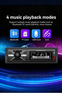 Estéreo Universal para Auto 1 DIN con Reproductor de MP3, FM, Bluetooth, AUX, USB, Pantalla LED y Grabadora de Audio - Product Image 5