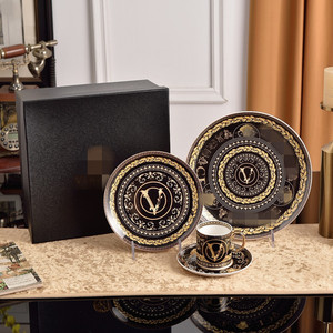 Assiette en porcelaine haute en os Vaisselle à motif créatif en forme de V Hôtel Assiette à steak occidentale Assiette à salade domestique - Product Image 4