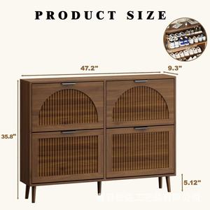 Wooden retro <b>shoe</b> cabinet, suitable for small apartments, entryway, and <b>shoe</b> <b>storage</b>; solid wood floor-standing <b>storage</b> cabinet. - Product Image 5