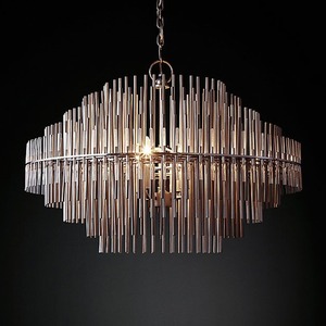 Lámpara de Araña de Cristal ORB Vintage, Estilo <span class=keywords><strong>Foucault</strong></span>, con Globos de Hierro Oxidado - Product Image 5