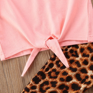 Vêtements pour bébé fille, hauts à manches courtes pour enfants + pantalon évasé léopard, ensembles de 2 pièces, ensembles de vêtements pour petites filles - Product Image 5