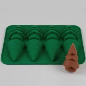 8 árbol de Navidad de pastel de silicona molde Chocolate caramelo jalea moldes de jabón hecho a mano moldes de hielo cubo bomba de baño vela galleta