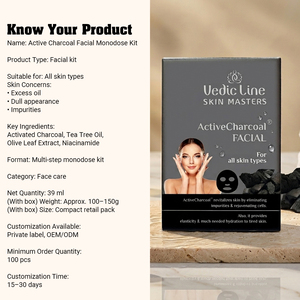 Kit de soin du visage au charbon actif Vedic Line, sachet, détoxifiant, pour un nettoyage en profondeur des pores, élimination des points noirs, traitement du visage - Product Image 2
