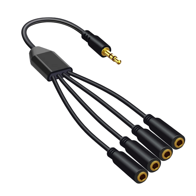 Gold-Plated 3.5mm Stereo Audio Headphone Splitter 1 5 Ways TRS 3 Poles TRRS 4 Poles PVC Male Female 5 Car Speaker Computer