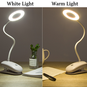 Moderne <span class=keywords><strong>LED</strong></span>-Schreibtischlampe mit Clip, 18 LEDs, Lesebeleuchtung, 2 USB-/Lademodi, 3 Weißlichtmodi, 360° verstellbarer Clip, Akku - Product Image 3