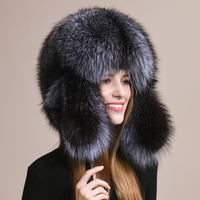 Gorro Ushanka Ruso para Mujer, 100% Piel de Zorro y Mapache, con Orejeras, para Deportes de Invierno, Actividades al Aire Libre, Esquí, Pesca, Ciclismo